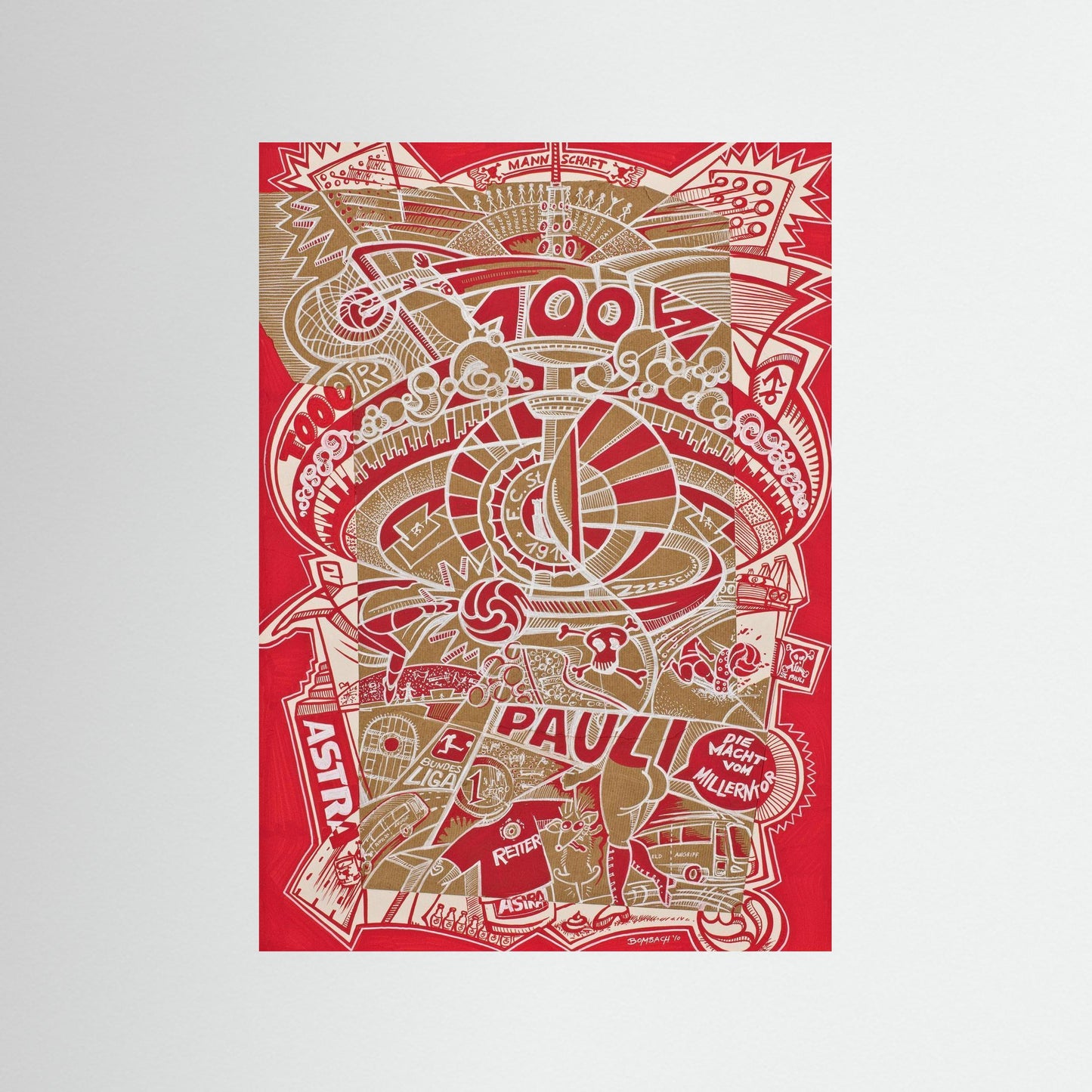 St Pauli 100 years Football - Poster